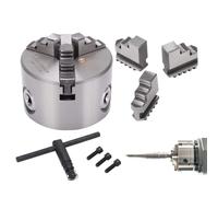Plato de Torno de Madera,Adaptador Autocentrante de 3 Mordazas | Mandril de Torno Manual para Madera de 80 mm,Para Grabador, Fresadora, Enrutador, Impresora 3D, Taladro y Carpintería