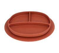 Plato de ventosa para bebé, cuenco dividido para niños pequeños, apto para lavavajillas en microondas portátil para entrenamiento de primeros pasos (rojo pardusco)