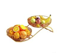 Plato decorativo de frutas, bandeja de servir digna de Instagram de estilo nórdico, cuenco de exhibición de almacenamiento de aperitivos de frutas secas para sala de estar (dorado)