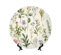 Plato decorativo de porcelana de hueso, acuarelas, platos de cerámica de temporada, acuarelas, platos decorativos, soporte de cerámica, adorno de cerámica, manualidades, plato de porcelana para sala