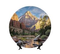 Plato decorativo de porcelana de hueso del parque nacional zion platos de cena de cerámica del parque nacional zion platos decorativos soporte de cerámica ornamento arte artesanía placa de porcelana