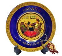Plato Decorativo Flamenco y Olé + Llavero Zapatos Flamenca | Souvenir España con Soporte y Gancho | Regalo Emotivo para Amantes del Flamenco, Cultura Española y Coleccionistas (Bailaores)