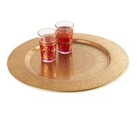 Plato Decorativo Manar como Bandeja, Metal, Estilo Oriental, Oro 35 cm | La superficie de Manar redonda lleva motivos orientales trabajados a mano. Asimismo, la variante presenta un tono dorado.