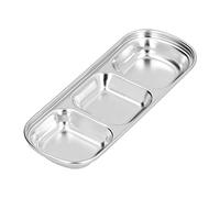 Plato Dividido de Acero Inoxidable para Aperitivos, Plato Grueso con Compartimento para Camping y Picnics, Material de Calidad Alimentaria 304 (3 cavidades)