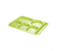 Plato dividido de melamina de 6 compartimentos con ranura para cubiertos, bandeja rectangular resistente a los golpes para la escuela y el personal comedor, color blanco (verde)