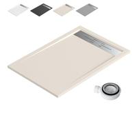 Plato Ducha Resina Antideslizante con Valvula y Rejilla | Textura Piedra | Beige | 70 X 200cm