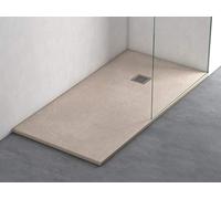 Plato Ducha Resina Efecto Pizarra Extraplano, Resistente al Rayado y Alta Durabilidad, Fácil Instalación y Limpieza y Muy Agradable al Tacto 80x160 Crema