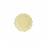 Plato en Miniatura para Casa de Muñecas Accesorio de Vajilla Bandeja Decorativa Diseño Vintage en Aleación Adecuado para Coleccionistas Maquetas Decoración, Amarillo Crema, 22 3mm