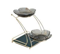 Plato escalonado para servir cupcakes con estante de metal dorado, exhibición de cuenco de frutas de vidrio para decoración del hogar, soporte para platos de servidor de alimentos