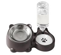 Plato extraíble de acero inoxidable para comida para mascotas con botella dispensadora de agua integrada, pies antideslizantes, cuencos antiderrames, estación de alimentación eficiente para mascotas