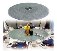 Plato Giratorio de Cristal Lazy Susan | Diámetro: 81, 91, 101 cm | Bandeja giratoria Resistente para Servir | Bandeja Redonda de sobremesa | Decoración Plateada (tamaño: 81, 91, 10