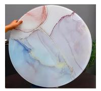 Plato Giratorio Lazy Susan de 24 a 40 Pulgadas - Tablero Redondo de Vidrio Templado con Diseño de Mármol - Reemplazo de Mesa Giratorio 360° para Cocina(Multicolor,Ø 70cm/27.5in)