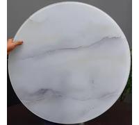 Plato Giratorio Lazy Susan de 24 a 40 Pulgadas - Tablero Redondo de Vidrio Templado con Diseño de Mármol - Reemplazo de Mesa Giratorio 360° para Cocina(White+Gray,Ø 60cm/24in)