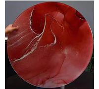 Plato Giratorio Lazy Susan de 24 a 40 Pulgadas - Tablero Redondo de Vidrio Templado con Diseño de Mármol - Reemplazo de Mesa Giratorio 360° para Cocina(Rosso,Ø 80cm/31.5in)