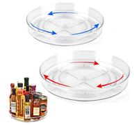 Plato Giratorio para Cocina 23.5CM+27CM, 360° Lazy Susan, Especiero Giratorio, Organizador de armarios Multifunción para Botellas, Cosmético, Armario, Despensa, Baño, Transparente.