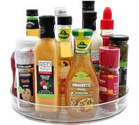 Plato Giratorio para Cocina 23.5CM, 360° Lazy Susan, Especiero Giratorio, Organizador de armarios Multifunción para Botellas, Cosmético, Armario, Despensa, Baño, Transparente.