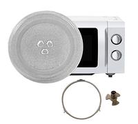 Plato Giratorio para microondas Vidrio Esmerilado 11 Pulgadas con 3 Fijaciones. Soporte para Bandeja Vidrio con Anillo Giratorio para Horno microondas. Grosor Vidrio es 0,5 cm. Funciona sin Problem