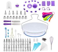 Plato Giratorio para Tartas 11inch, 137 Pcs PasteleríA Kit Completo, Conjunto De Herramientas para Hornear, Raspador De Pastel, Boquillas Manga Pastelera Y Accesorios Completos para DecoracióN
