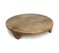 Plato grande redondo de madera de mango, apto para alimentos, 38 cm, tamaño XL, madera maciza con pies, bandeja para velas, decoración de Navidad, Adviento, boda, regalos