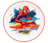 Plato infantil reutilizable bicolor con base antideslizante de Spiderman