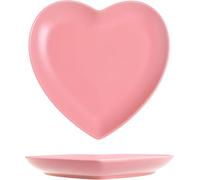 Plato Llano De Cerámica Amarillo con Forma De Corazón Frutas, Ensaladas, Postres, Pasta Y Filetes. Ideal para La Decoración del Hogar Y Ocasiones Especiales. Pink