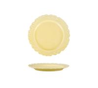 Plato llano de cerámica para el hogar, estilo retro, estilo palacio, color crema, 10 pulgadas, color amarillo