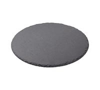 Plato Llano de Pizarra Natural, Fuentes de Cocina, Platos para Sushi, Plato de Pizarra, Bandejas para Servir Alimentos Quesos, Tapas Sushi, Negro, Tablas de Piedra Redonda 22 cm - 1 Unidad