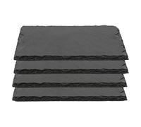 Plato Llano de Pizarra Natural, Fuentes de Cocina, Platos para Sushi, Plato de Pizarra, Bandejas para Servir Alimentos Quesos, Tapas Sushi, Negro, Tablas de Piedra 40 x 30 x 0,8 cm - 4 Unidades