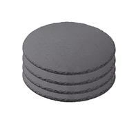Plato Llano de Pizarra Natural, Fuentes de Cocina, Platos para Sushi, Plato de Pizarra, Bandejas para Servir Alimentos Quesos, Tapas Sushi, Negro, Tablas de Piedra Redonda 33 cm - 4 Unidades