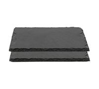 Plato Llano de Pizarra Natural, Fuentes de Cocina, Platos para Sushi, Plato de Pizarra, Bandejas para Servir Alimentos Quesos, Tapas Sushi, Negro, Tablas de Piedra 40 x 30 x 0,8 cm - 2 Unidades