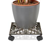Plato macetas carrito para plantas base con ruedas soporte cuadrado color bronce