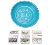 Plato magnético para alfileres con 150 Uds., agujas para cuentas, soporte seguro para alfileres de costura de acero inoxidable 430 para bordado de punto de cruz (Verde)