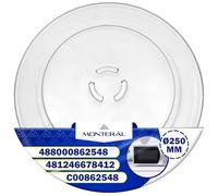Plato Microondas Universal Ø 250 mm Tiene 3 Fijaciones con Código Original 481246678412 488000862548 C00862548 C00313978 para Bauknecht para Indesit para Whirlpool - MONTERAL