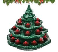 Plato navideño de huevos de diablo - Árbol de resina grande de 30,5 cm, bandeja pesada para servir con 24 agujeros, 1,6 kg, soporte festivo para aperitivos para vacaciones, vajilla invernal de