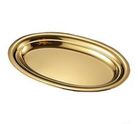 Plato ovalado de acero inoxidable con profundidad funcional para retención de salsa, apto para microondas, apilable, a prueba de óxido, construcción (40 cm (25 cm (dorado)