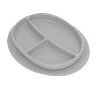 Plato para beb¨¦, Cuenco Dividido Port¨¢til para Beb¨¦s, Silicona Evitar Resbalones la Educaci¨®n de Primeros Pasos (Gris)