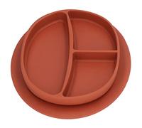 Plato para beb¨¦, Cuenco Dividido Port¨¢til para Beb¨¦s, Silicona Evitar Resbalones la Educaci¨®n de Primeros Pasos (rojo ladrillo)