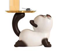 Plato Para Dulces: Figura De Gato Con Bandeja De Almacenamiento, Cuenco Para Llaves, Cuenco Con Forma De Gato, Estatua Colocada En Una Mesa De Entrada Para Almacenar Llaves Y Joyas Para Dulces, Mesa D