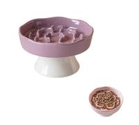 Plato para gatos con alimentación lenta, cuenco antiglotón de cerámica, plato plano y seguro, ancho e inclinado, para mascotas, para gatos y perros