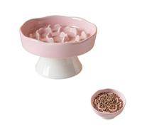 Plato para gatos con alimentación lenta, cuenco antiglotón de cerámica, plato plano y seguro, ancho e inclinado, para mascotas, para gatos y perros