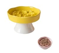 Plato para gatos con alimentación lenta, cuenco antiglotón de cerámica, plato plano y seguro, ancho e inclinado, para mascotas, para gatos y perros