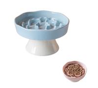 Plato para gatos con alimentación lenta, cuenco antiglotón de cerámica, plato plano y seguro, ancho e inclinado, para mascotas, para gatos y perros