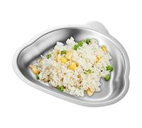 Plato para niños pequeños - Noodle Snack Bandeja de alimentos de acero inoxidable con ventosa - Suministros autoalimentables Placa de metal para niños pequeños, niñas, niños, jardín de infantes en