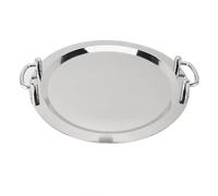 Plato para Servir Elegante de Acero Inoxidable con Asa, Fácil de Transportar para Buffet de Hotel, Acero Inoxidable 304 (#1)