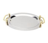 Plato para Servir Elegante de Acero Inoxidable con Asa, Fácil de Transportar para Buffet de Hotel, Acero Inoxidable 304 (#3)