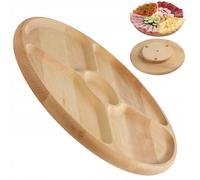 Placa de servicio KADAX, plato giratorio de madera natural, madera de haya