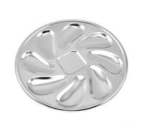 Plato para servir ostras de acero inoxidable de 9 ranuras con 8 ranuras en forma de ostra y compartimento central cuadrado para salsa