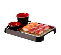 Plato para servir pasta Soba con alfombrilla de drenaje de 10 x 7 pulgadas, plato de alimentos antideslizante para cocina, plato de aperitivo de estilo japonés para mesa de comedor, servicio de