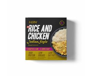 Plato Preparado Fit Arroz con Pollo en Salsa al Curry estilo Hindú de HSN | 420 gramos | Listo para Calentar y Tomar | Alto en Proteínas, Bajo en calorías | Comida Sana y Rica
