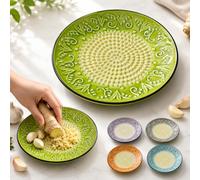 Plato rallador de ajo de cerámica, plato rallador de ajo hecho a mano, triturador de queso, platos de rejilla de jengibre, herramienta pelador de hierbas, para jengibre, queso, wasabi, cebolla, ñame